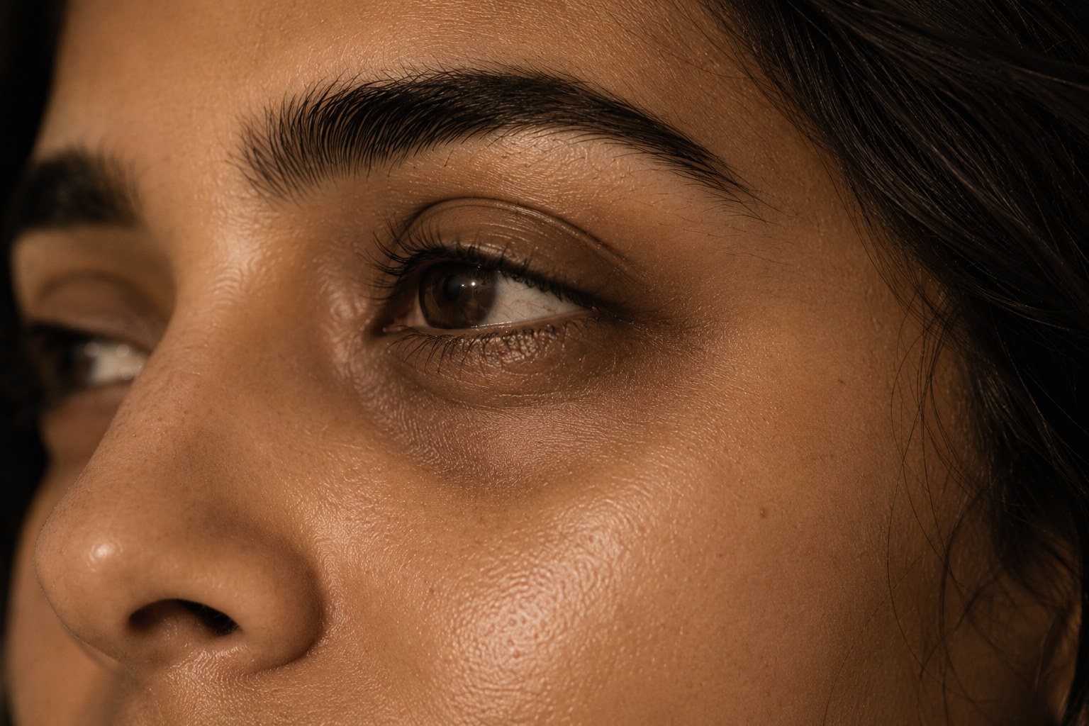Close detail of the delicate under-eye area