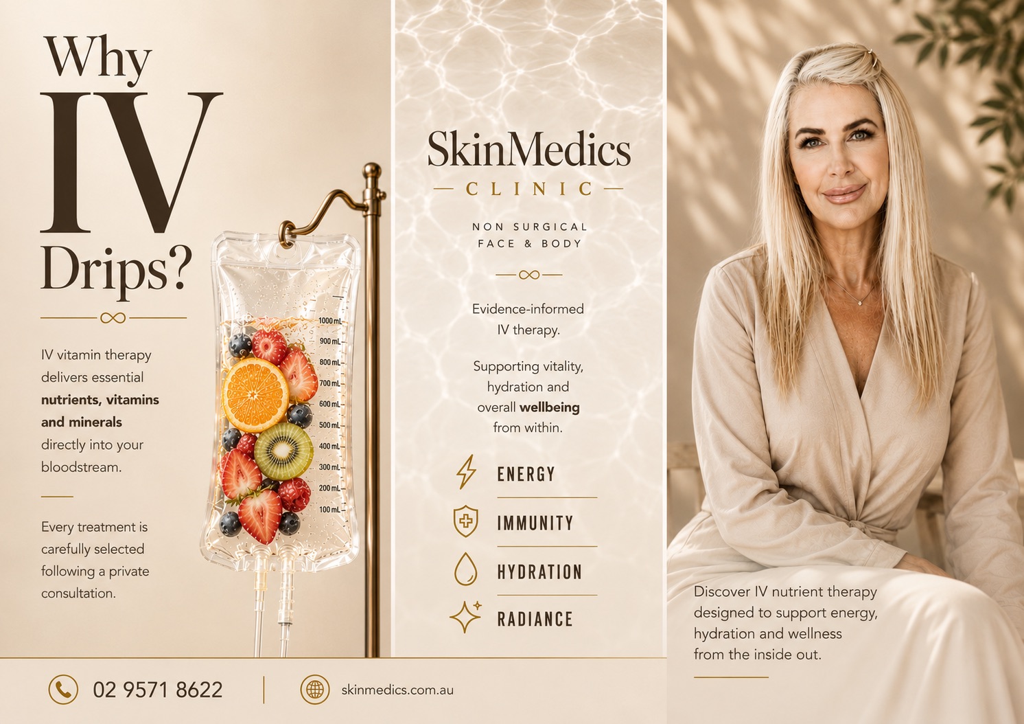 SkinMedics — Why IV Drips? Evidence-informed IV therapy supporting energy, immunity, hydration and radiance.
